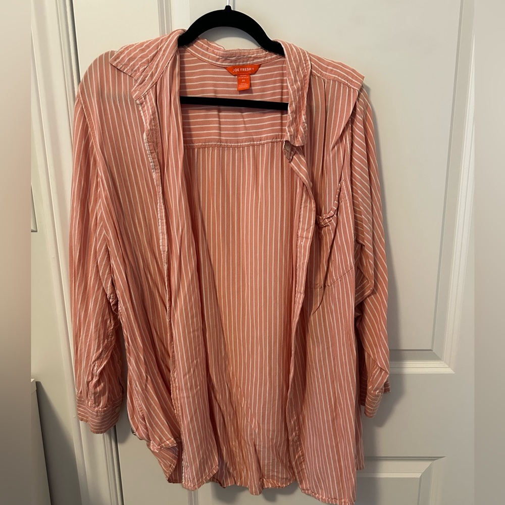 Joe Fresh Blush Pink Striped Flannel- 3XL